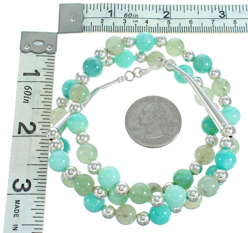 Aventurine and Amazonite Sterling Silver Bead Necklace RX115252